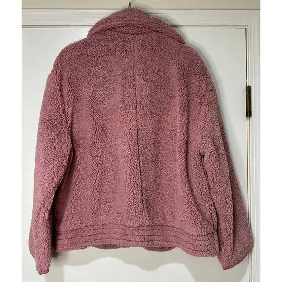 Free People Joplin Faux Fur Cozy Teddy Jacket Smoked Pink Size Large NWT Slouchy